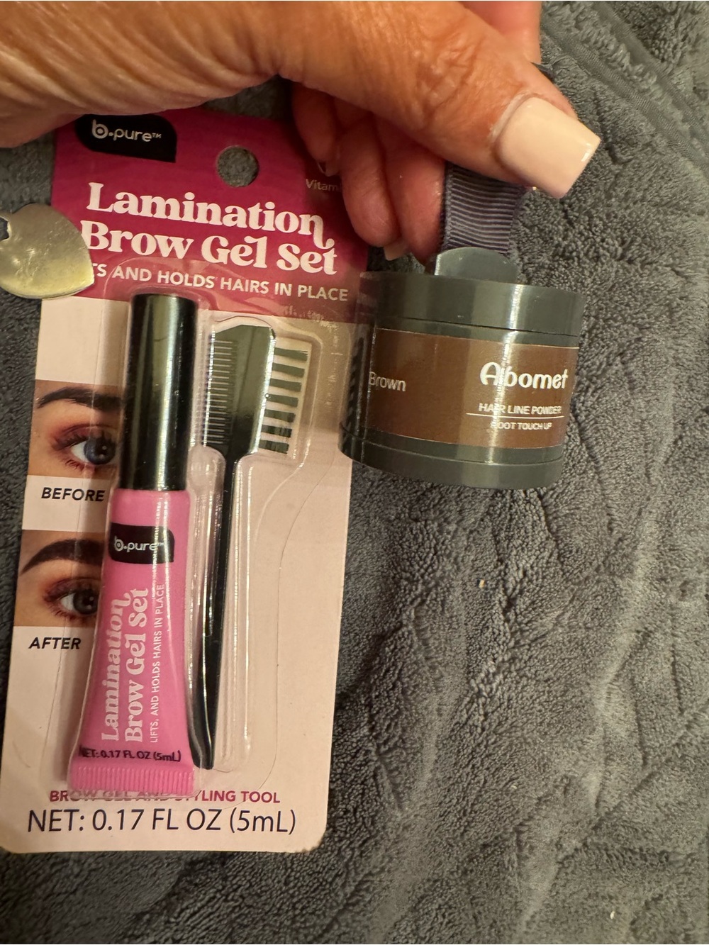 Lamination Brow Gel Set — Pink Brow Gel & brown brow powder